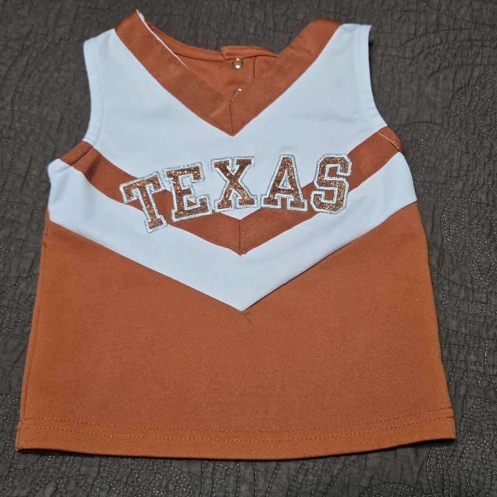 Texas Longhorns Toddler Cheerleader Top Orange and White, 2T